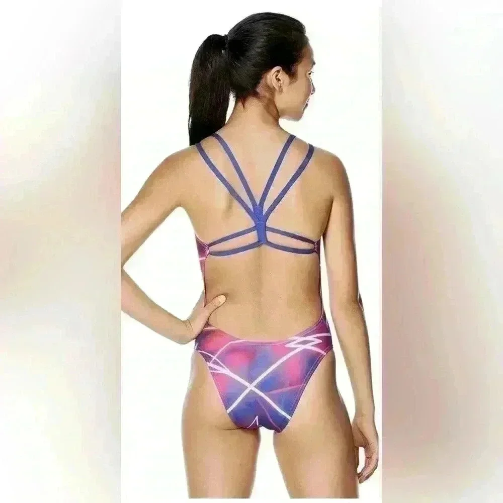 NWT Speedo Women’s Sz 30 Double Strap Eco Endurance Cheeky‎ Fit Swimsuit